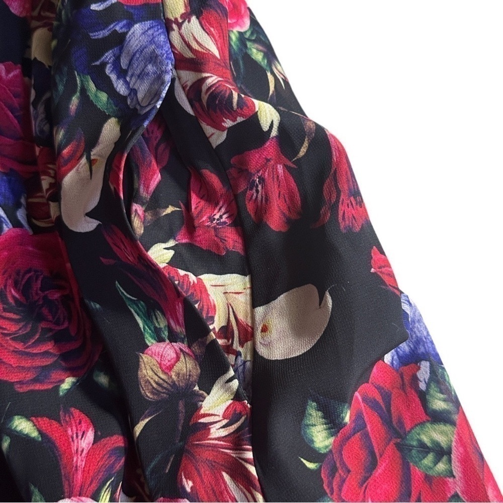 ModCloth Flaunts & Needs Floral Rose Print Chiffon Midi Dress Size 3X - Picture 6 of 10